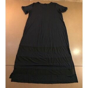 Colleen Lopez Womens Size 1X Black EveryWear Mesh Insert Maxi Dress New